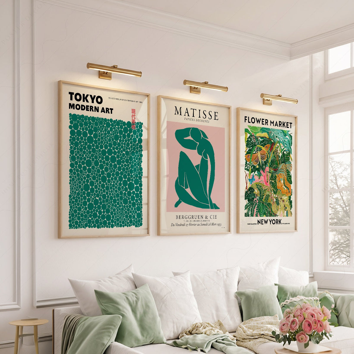 Ensemble de 3 impressions murales galerie moderne – Art Matisse Kusama Marché aux fleurs