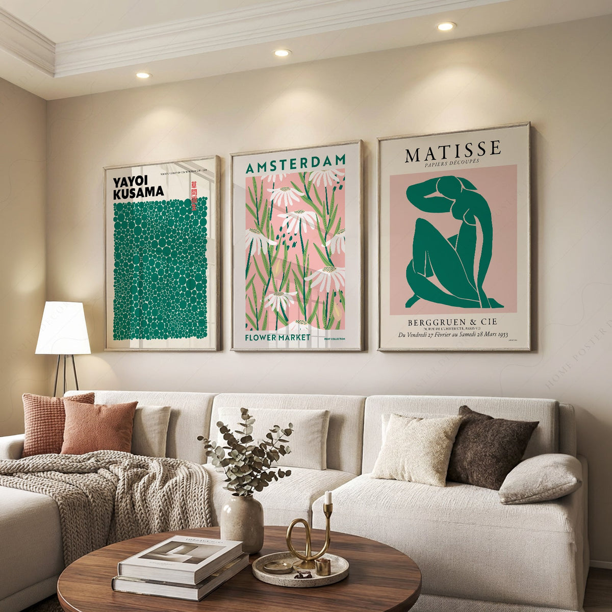 Matisse Kusama Amsterdam Flower Market Set of 3 Prints – Pink Green Wall Art
