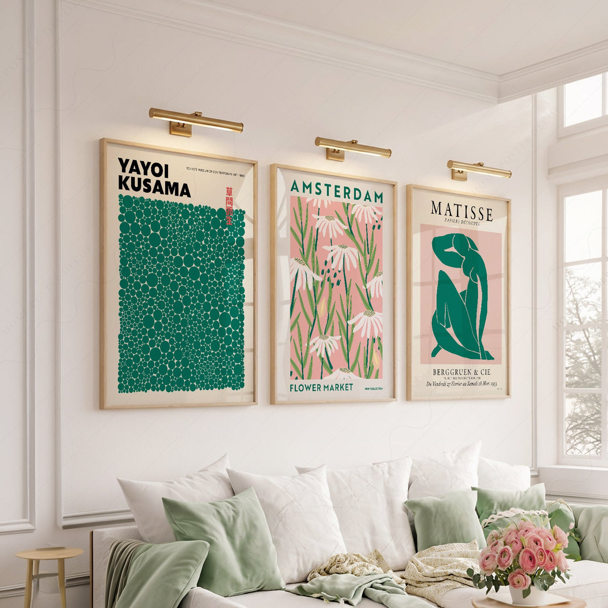 Matisse Kusama Amsterdam Flower Market Set of 3 Prints – Pink Green Wall Art