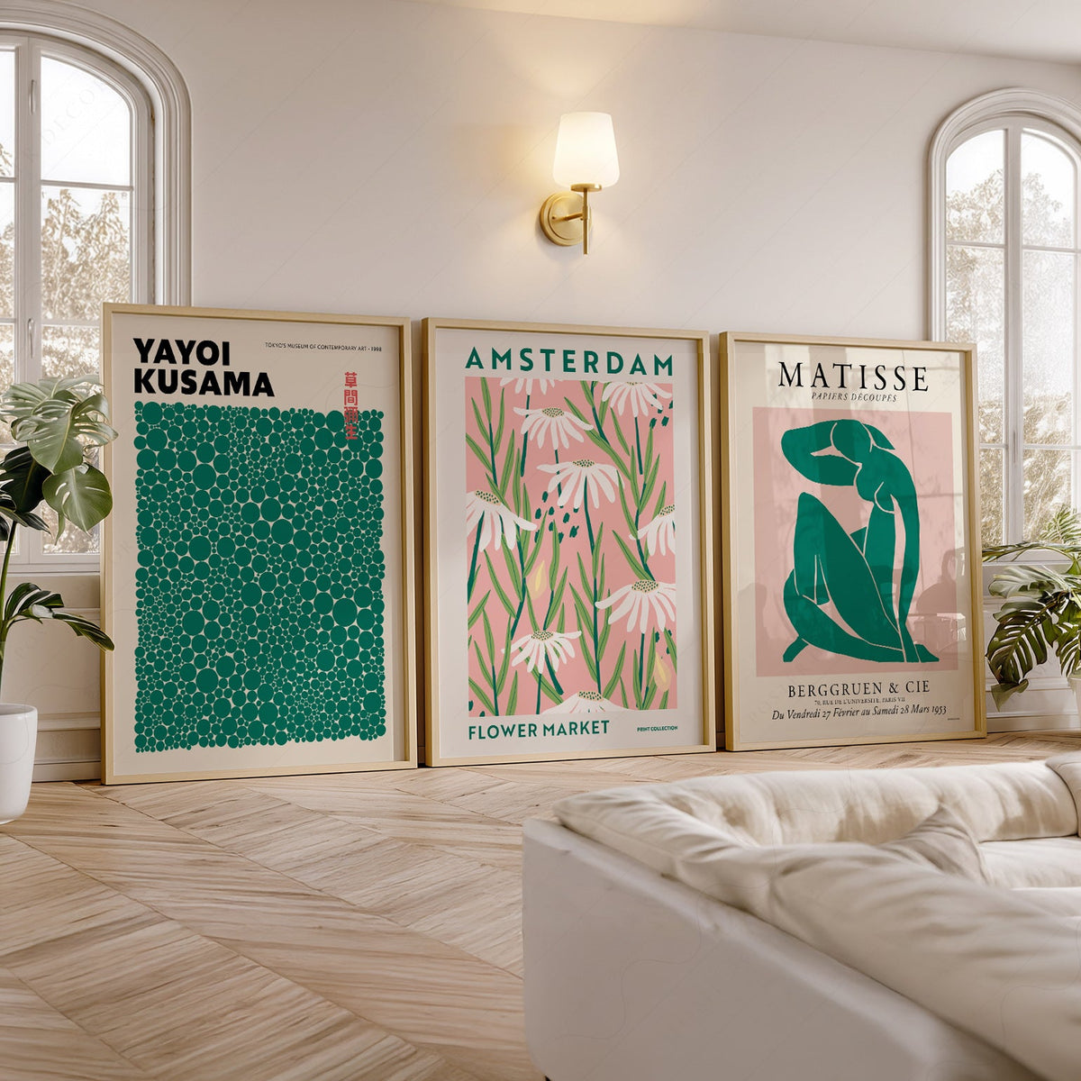 Matisse Kusama Amsterdam Flower Market Set of 3 Prints – Pink Green Wall Art