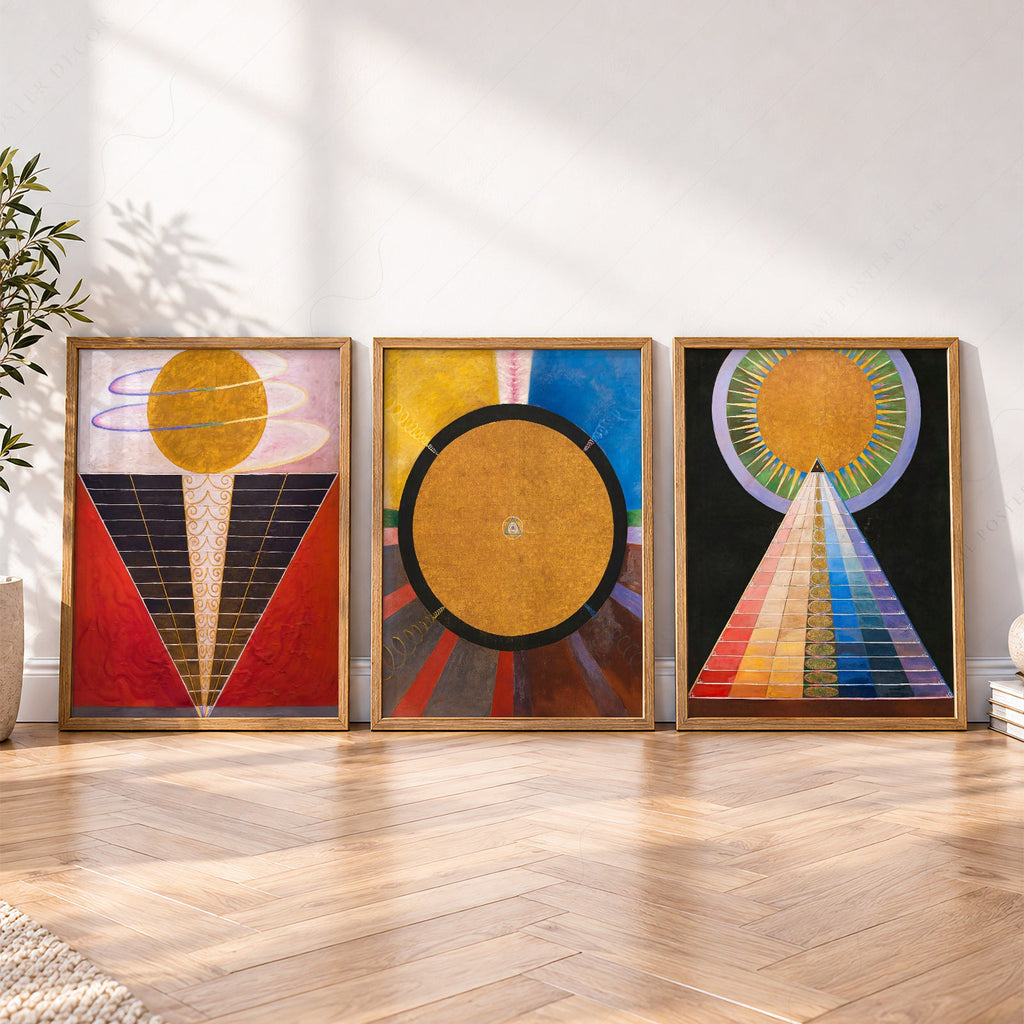 Hilma af Klint Altarpiece Set of 3 Prints – Abstract Spiritual Wall Art
