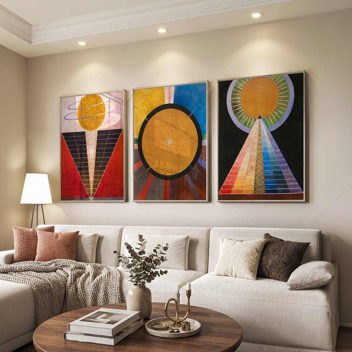 Hilma af Klint Altarpiece Set of 3 Prints – Abstract Spiritual Wall Art