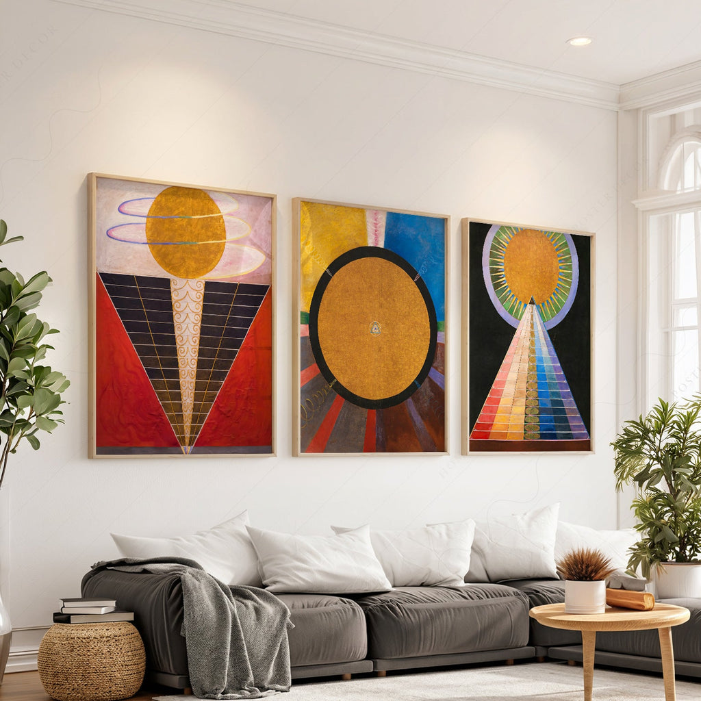 Hilma af Klint Altarpiece Set of 3 Prints – Abstract Spiritual Wall Art