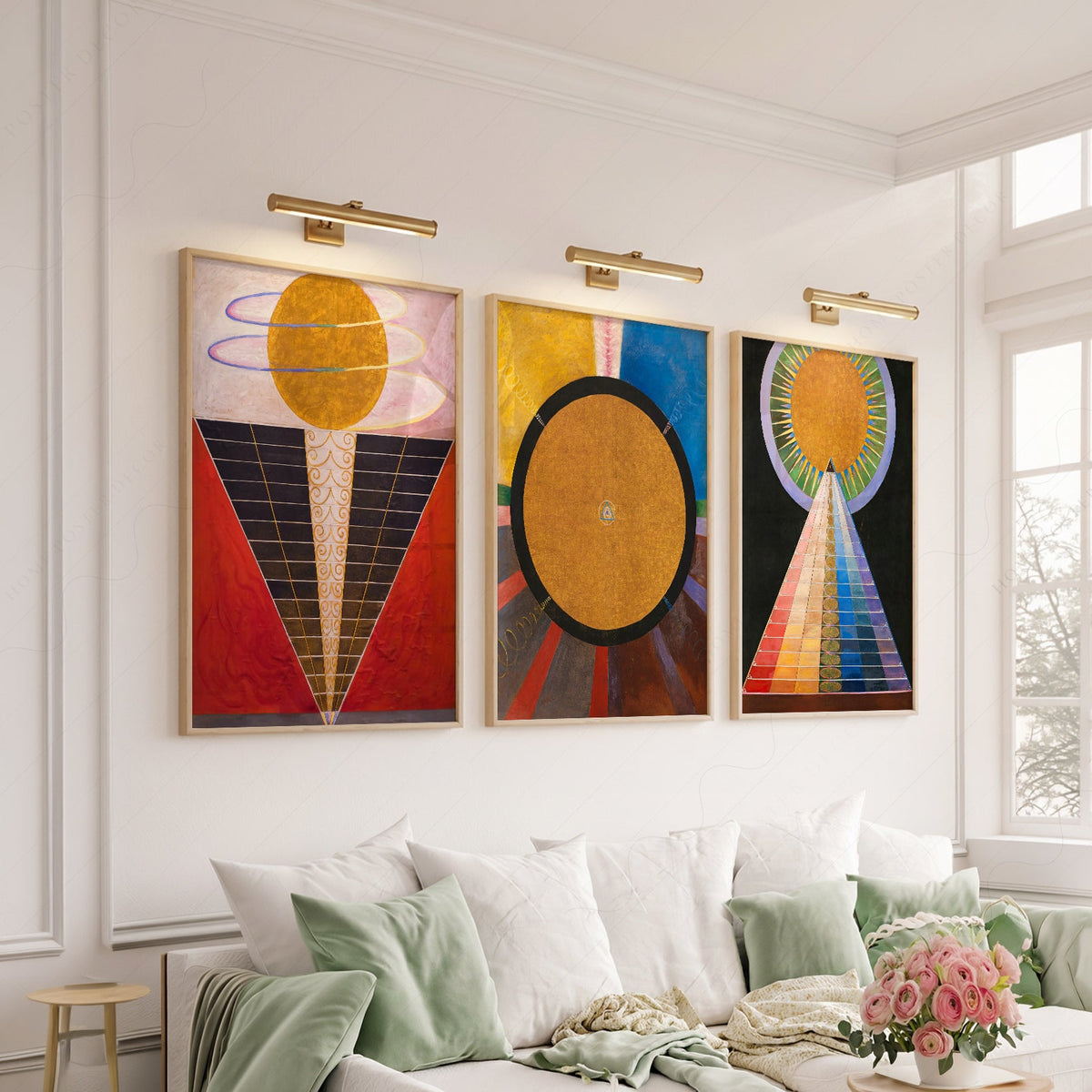 Hilma af Klint Altarpiece Set of 3 Prints – Abstract Spiritual Wall Art