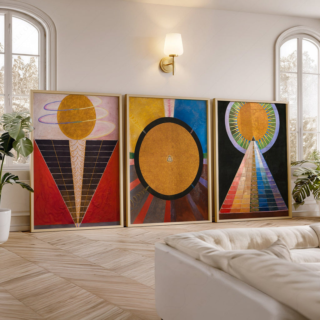 Hilma af Klint Altarpiece Set of 3 Prints – Abstract Spiritual Wall Art