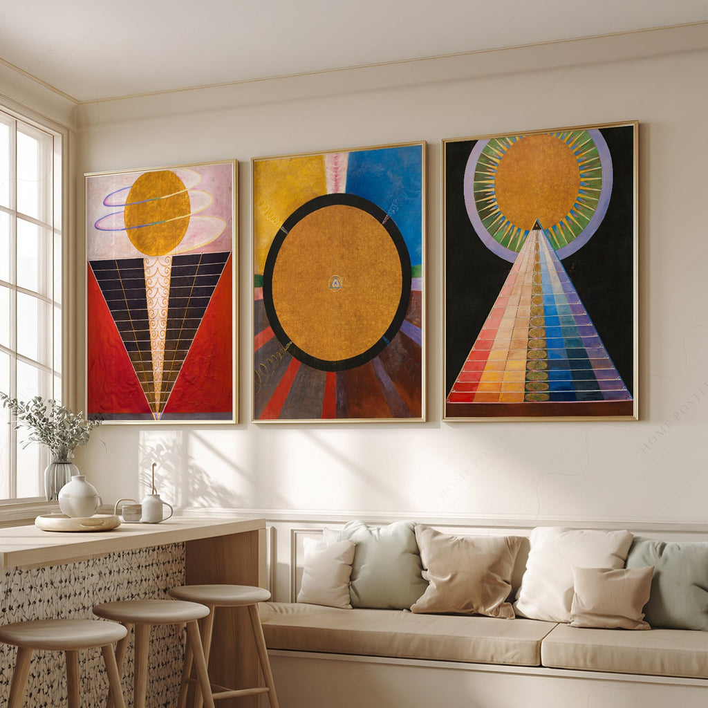 Hilma af Klint Altarpiece Set of 3 Prints – Abstract Spiritual Wall Art