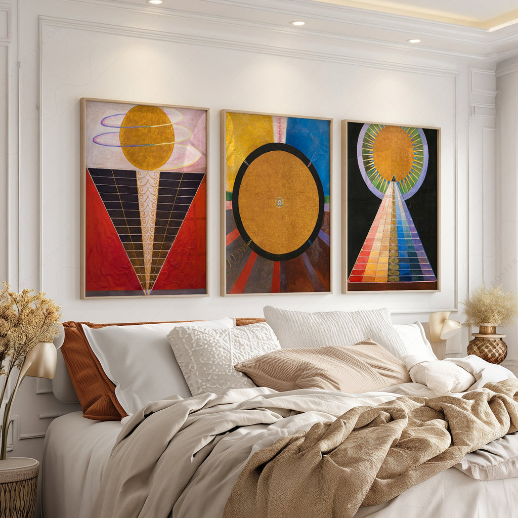 Hilma af Klint Altarpiece Set of 3 Prints – Abstract Spiritual Wall Art