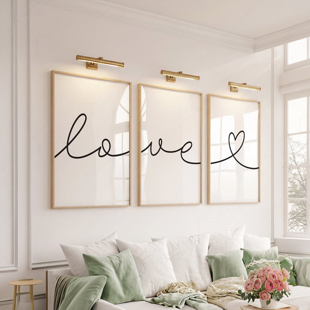 Ensemble de 3 affiches Love Script – Décor mural minimaliste