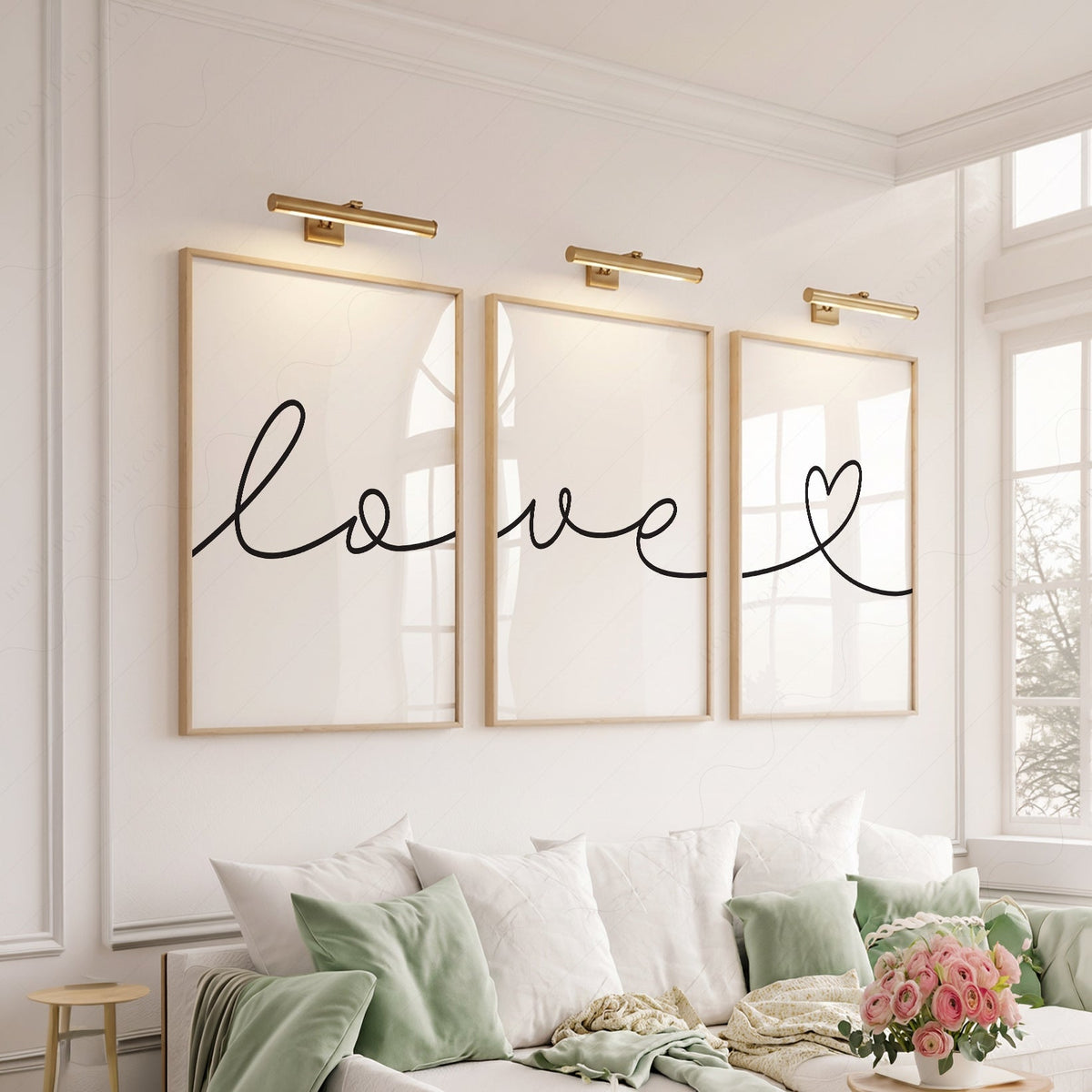 Ensemble de 3 affiches Love Script – Décor mural minimaliste