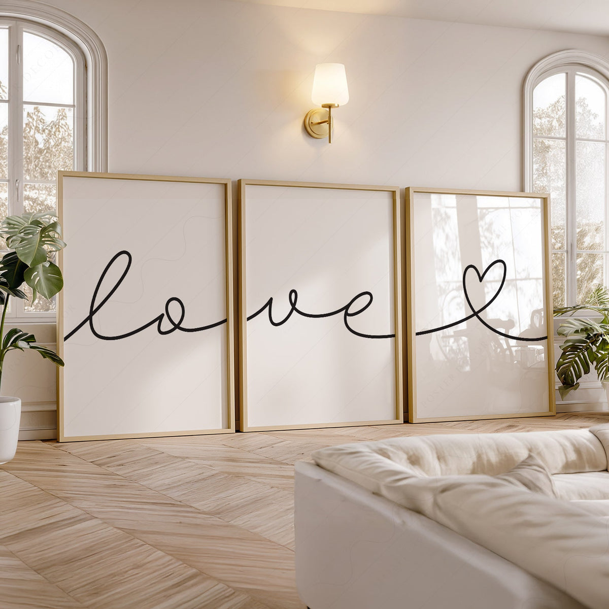 Ensemble de 3 affiches Love Script – Décor mural minimaliste
