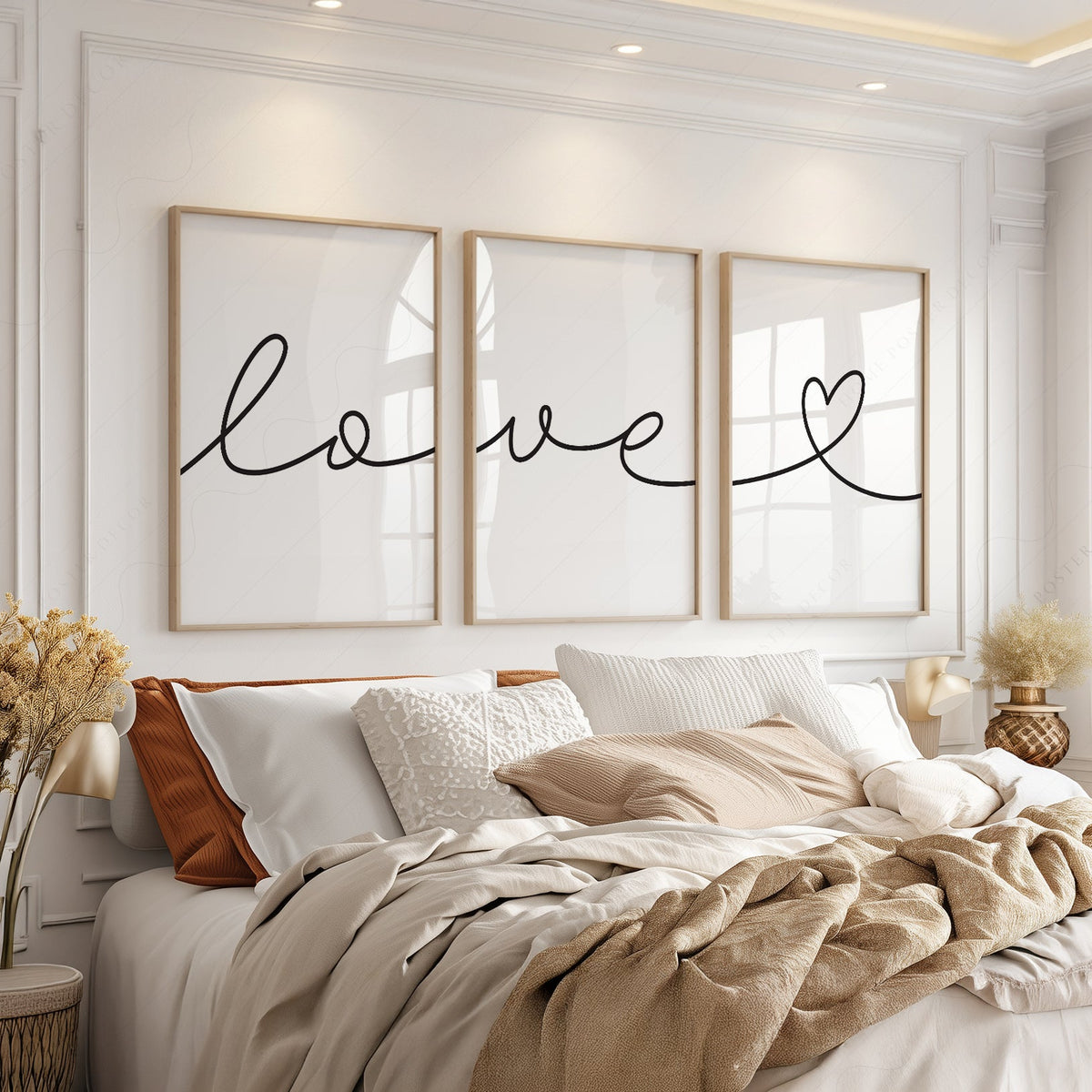 Ensemble de 3 affiches Love Script – Décor mural minimaliste