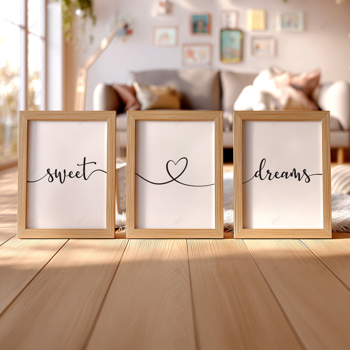 Sweet Dreams Set of 3 Prints – Minimalist Bedroom Wall Art Poster