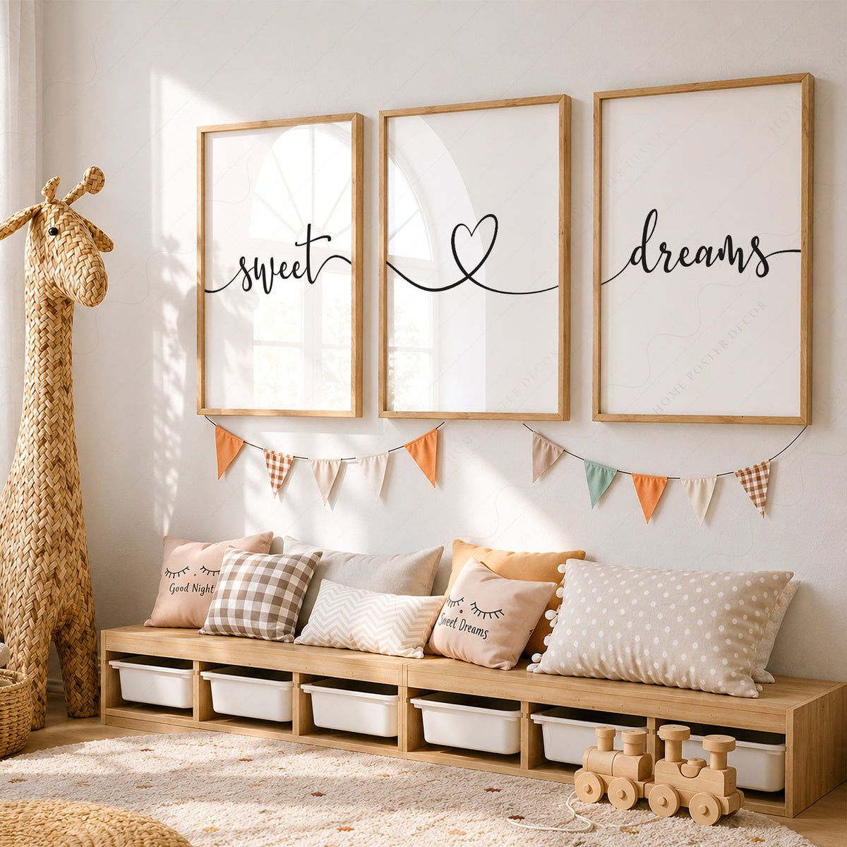 Sweet Dreams Set of 3 Prints – Minimalist Bedroom Wall Art Poster
