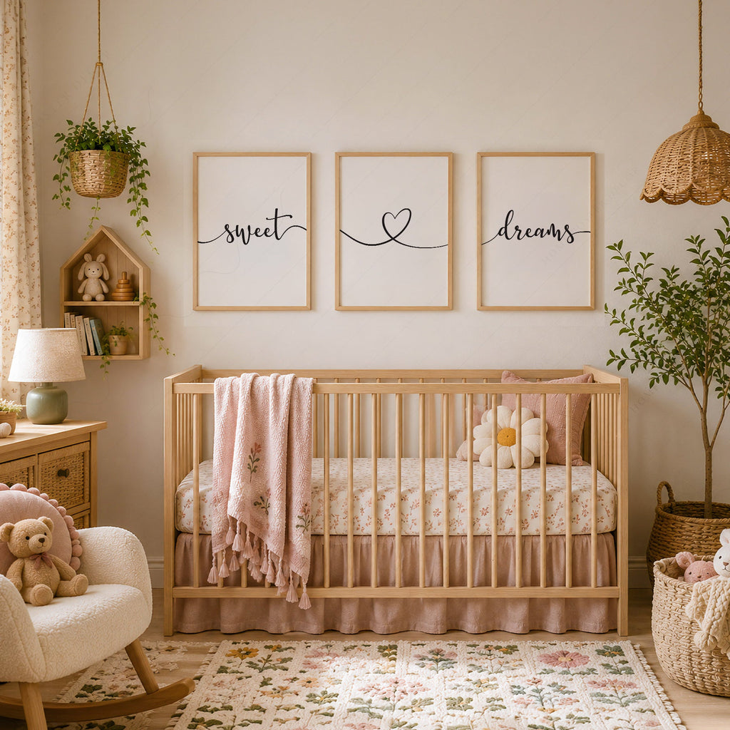 Sweet Dreams Set of 3 Prints – Minimalist Bedroom Wall Art Poster