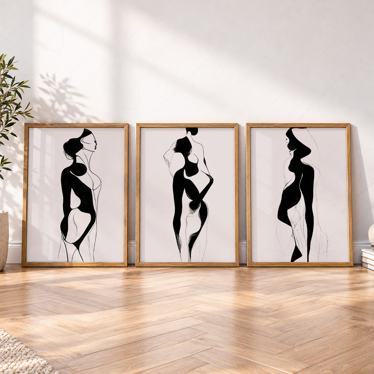 Minimalist Female Figure Line Art Set of 3 Prints – Modern Wall Decor