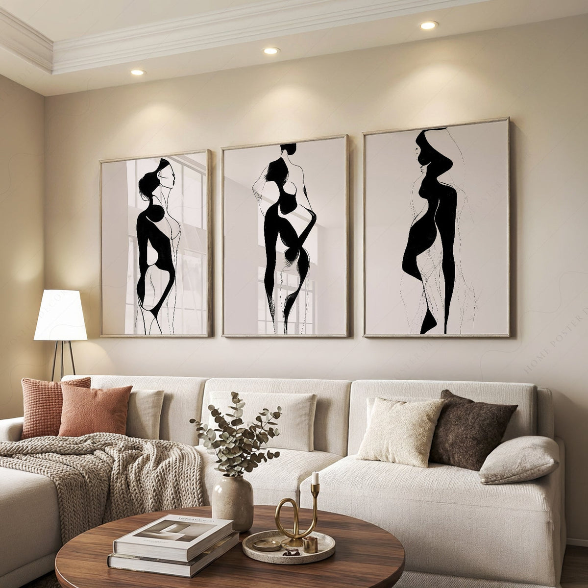 Minimalist Female Figure Line Art Set of 3 Prints – Modern Wall Decor