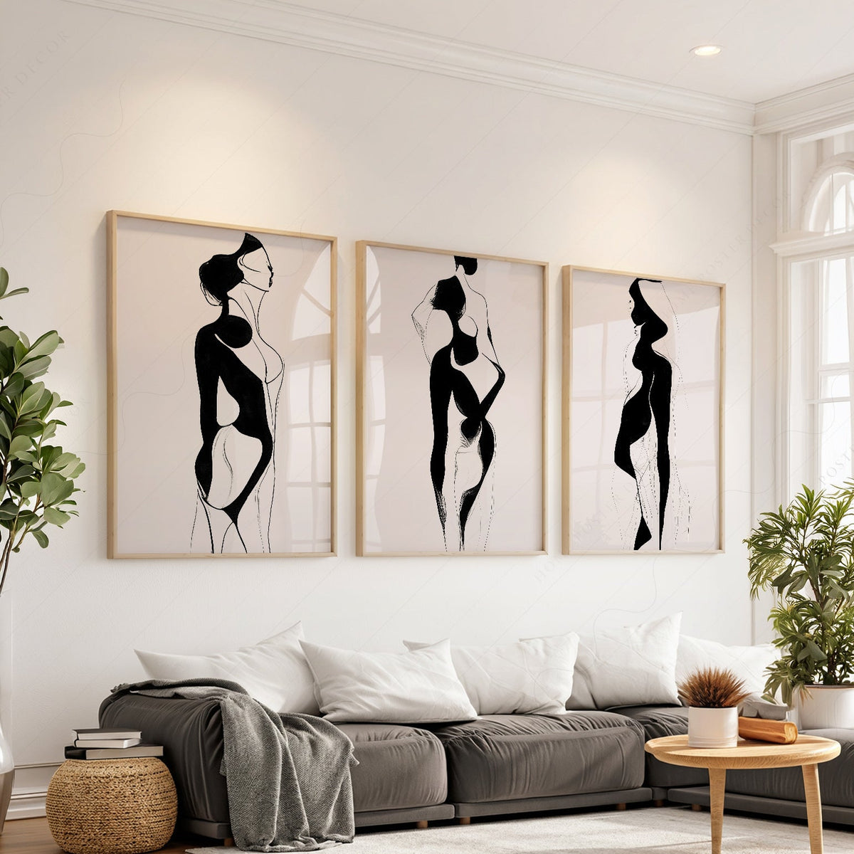 Minimalist Female Figure Line Art Set of 3 Prints – Modern Wall Decor