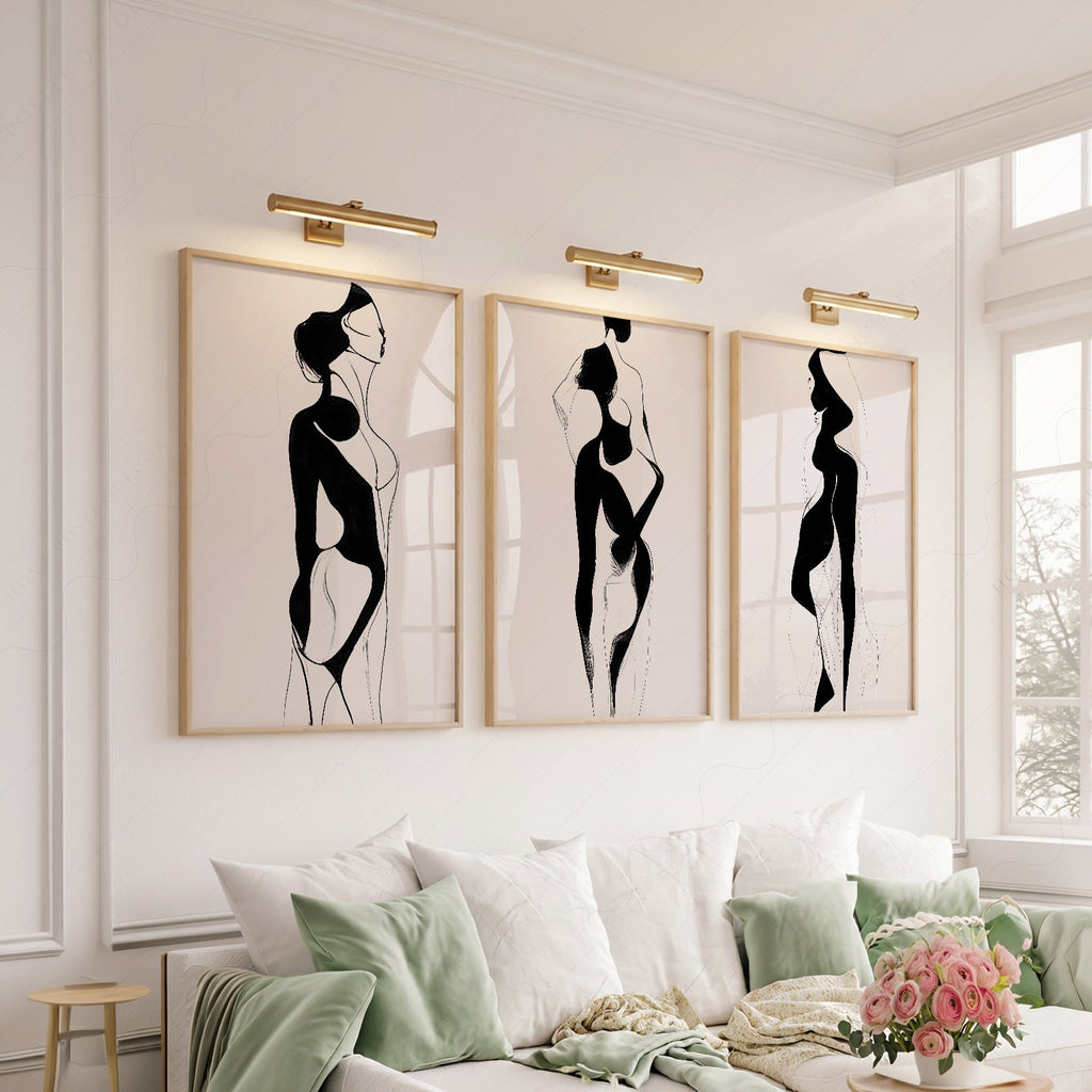 Minimalist Female Figure Line Art Set of 3 Prints – Modern Wall Decor