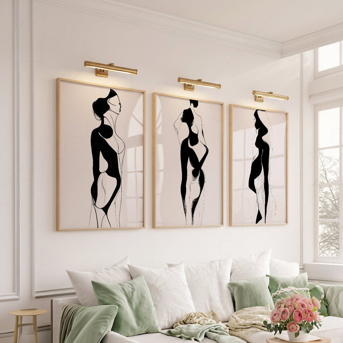 Minimalist Female Figure Line Art Set of 3 Prints – Modern Wall Decor