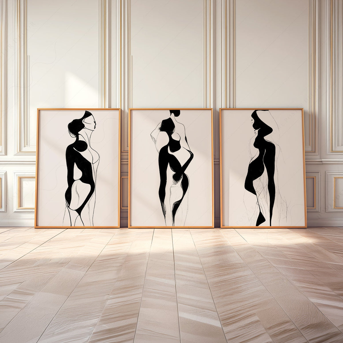 Minimalist Female Figure Line Art Set of 3 Prints – Modern Wall Decor