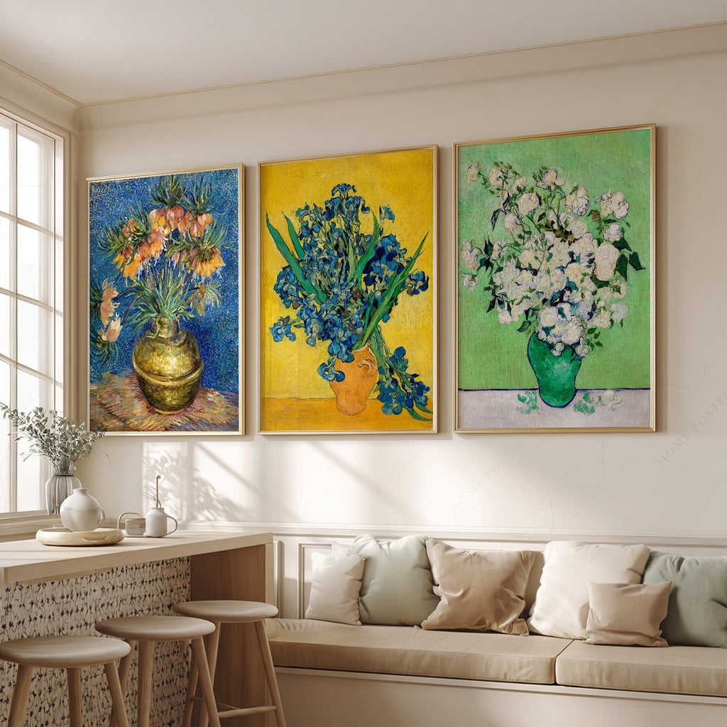 Vincent Van Gogh Flowers Set of 3 Prints – Classic Floral Wall Art
