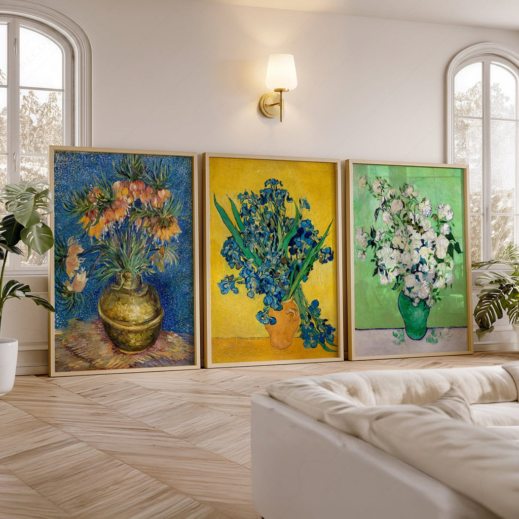 Vincent Van Gogh Flowers Set of 3 Prints – Classic Floral Wall Art