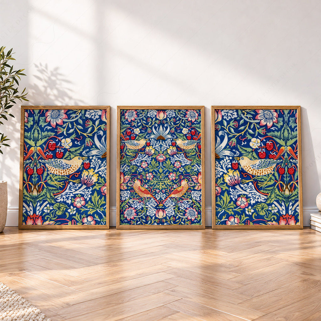 William Morris Strawberry Thief Set of 3 Prints – Arts & Crafts Wall Art