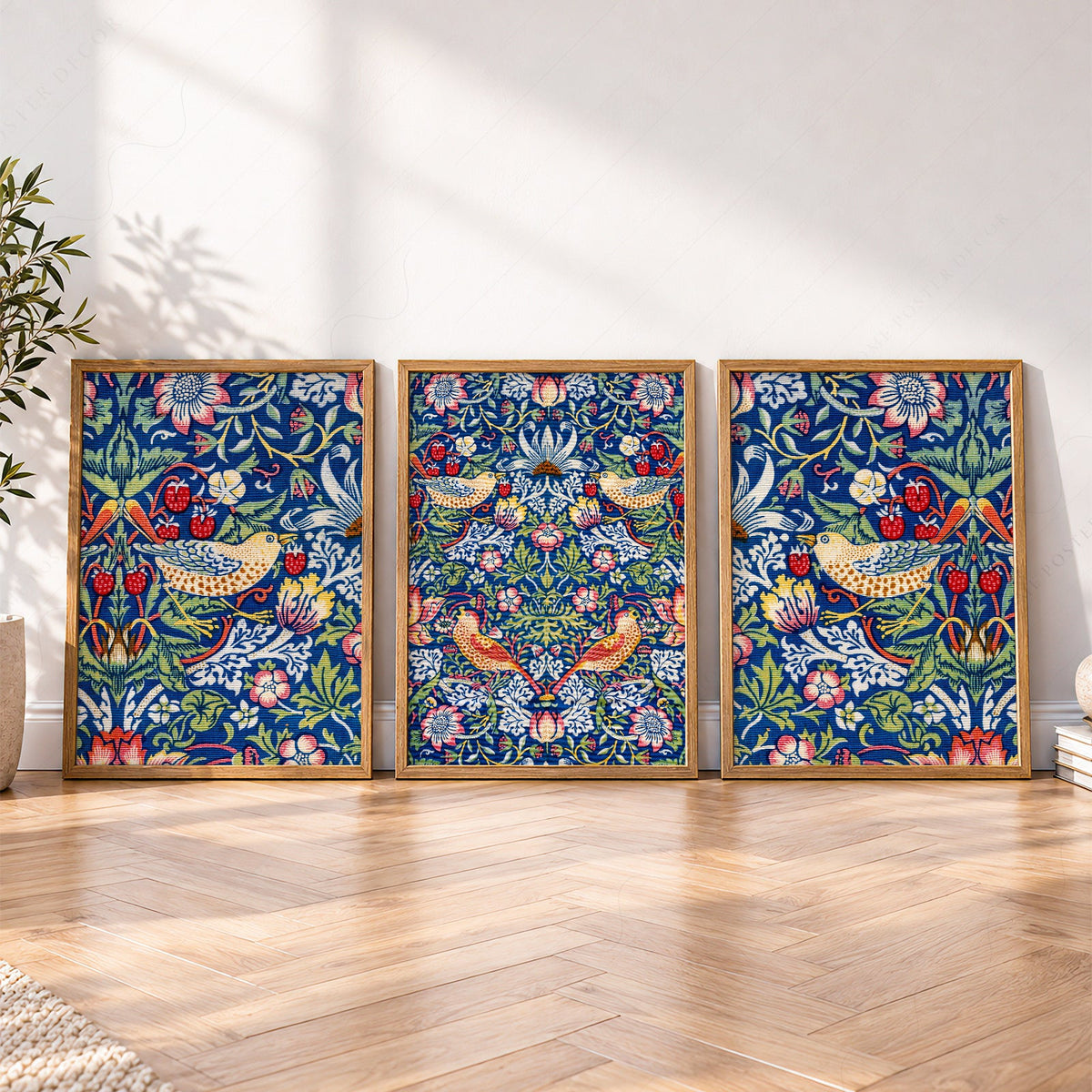 William Morris Strawberry Thief Set of 3 Prints – Arts & Crafts Wall Art