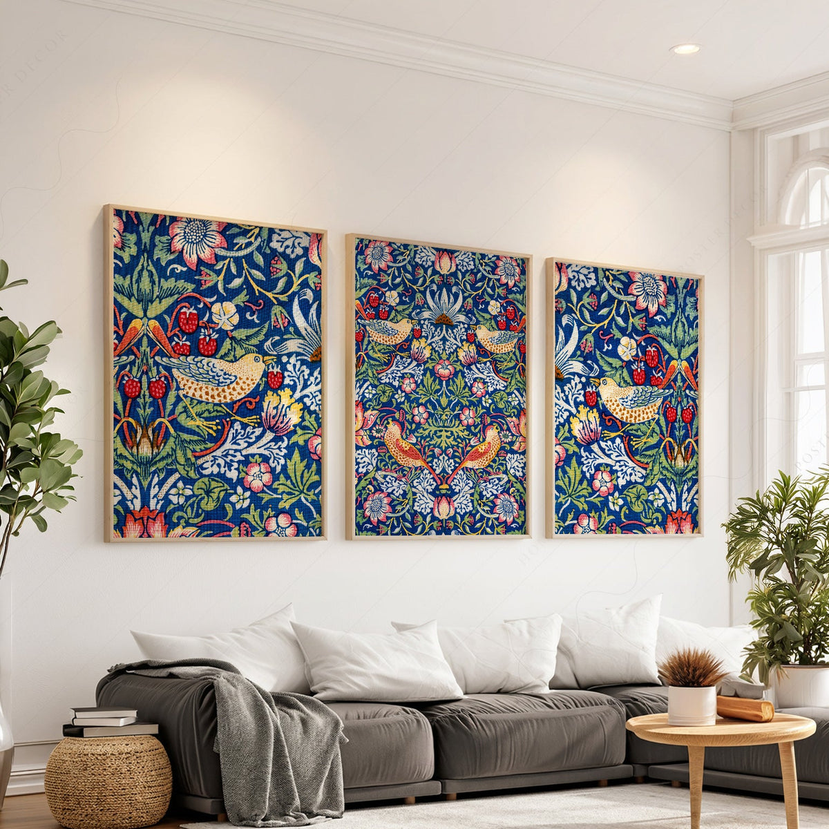 William Morris Strawberry Thief Set of 3 Prints – Arts & Crafts Wall Art