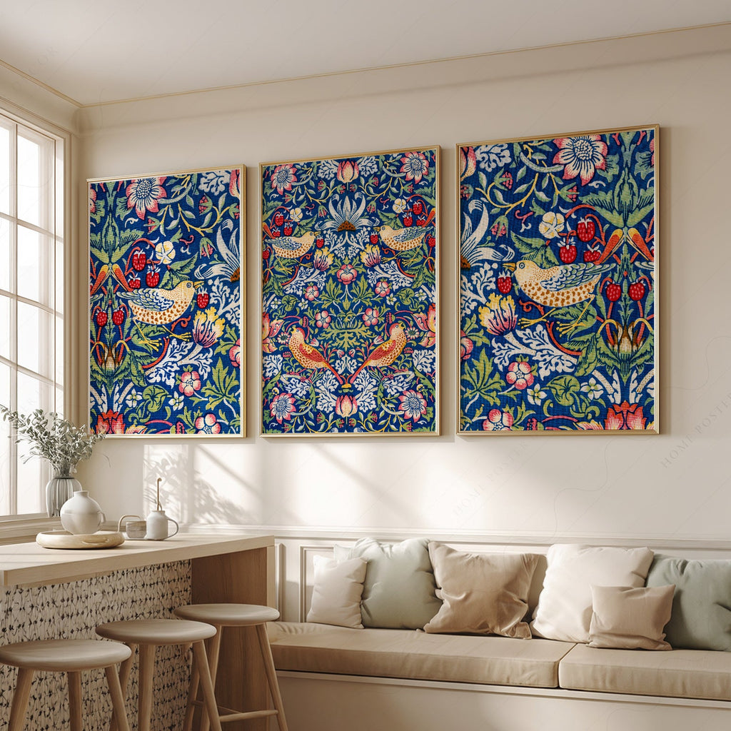 William Morris Strawberry Thief Set of 3 Prints – Arts & Crafts Wall Art