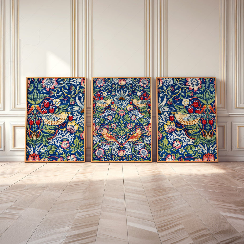 William Morris Strawberry Thief Set of 3 Prints – Arts & Crafts Wall Art