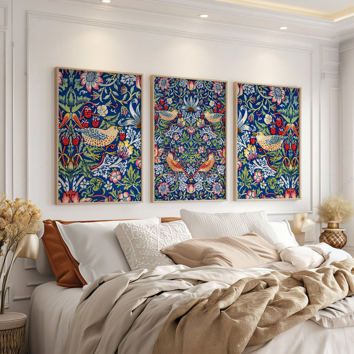 William Morris Strawberry Thief Set of 3 Prints – Arts & Crafts Wall Art