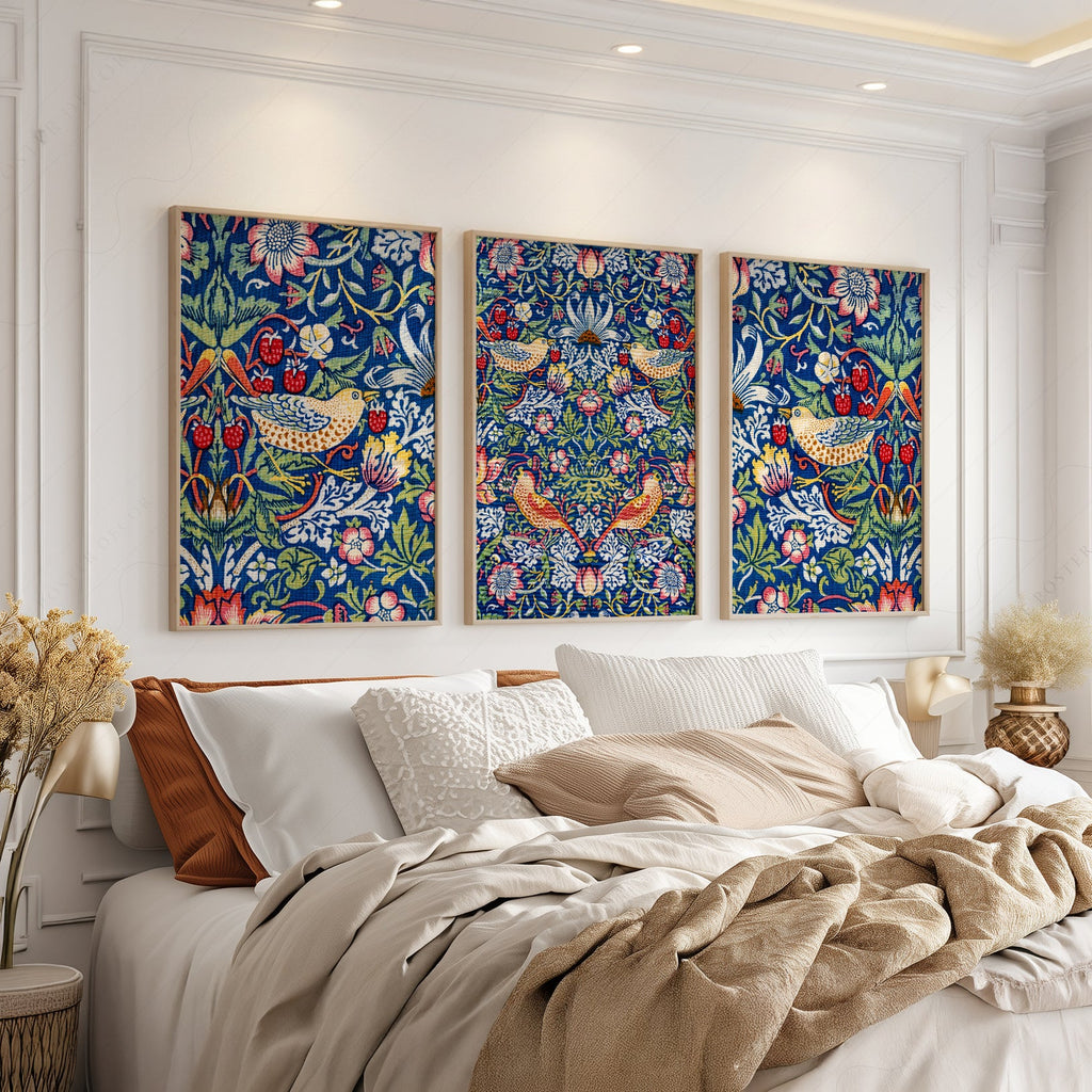 William Morris Strawberry Thief Set of 3 Prints – Arts & Crafts Wall Art