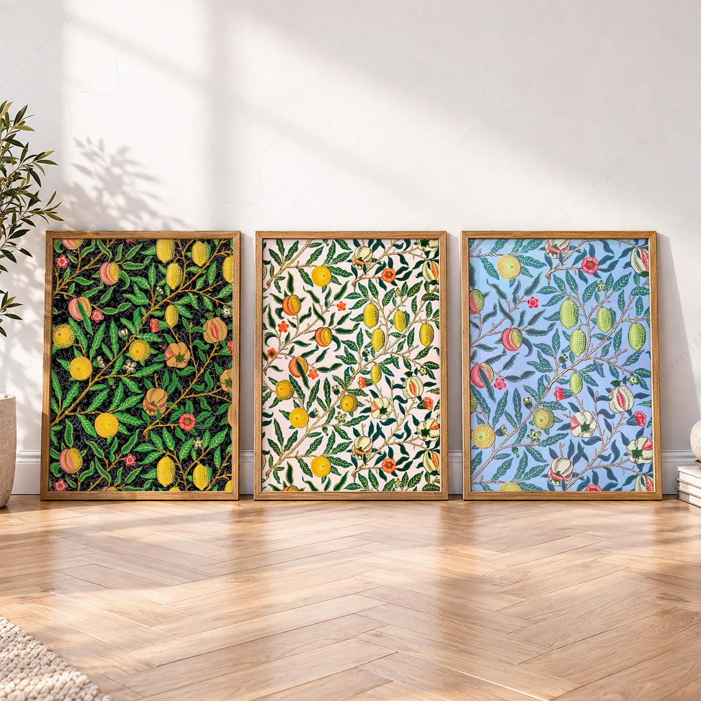 William Morris Fruit Pomegranate Set of 3 Prints – Botanical Wall Art