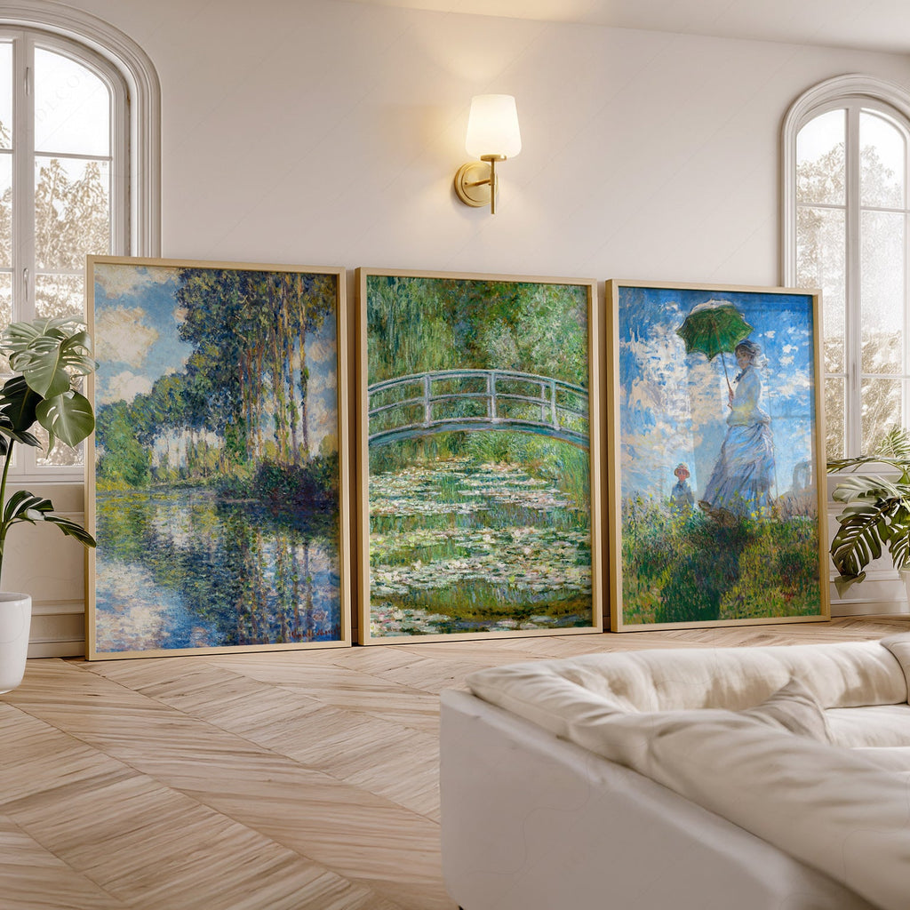 Claude Monet, Set of 3 Prints – Impressionist Wall Art Collection
