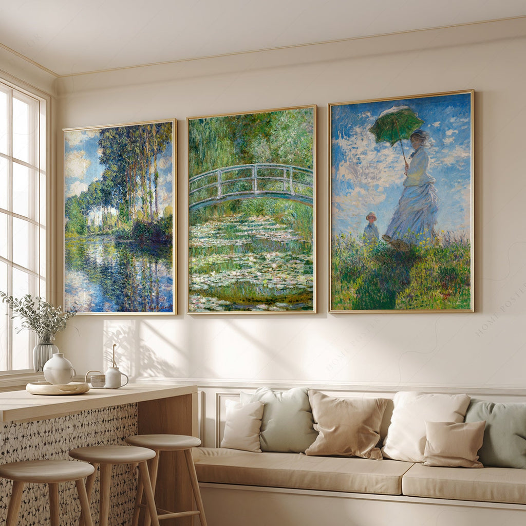 Claude Monet, Set of 3 Prints – Impressionist Wall Art Collection