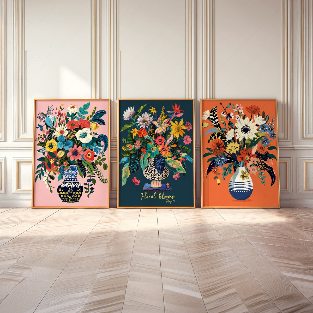 Ensemble de 3 affiches Fleurs en Éclosion – Décor mural botanique vibrant