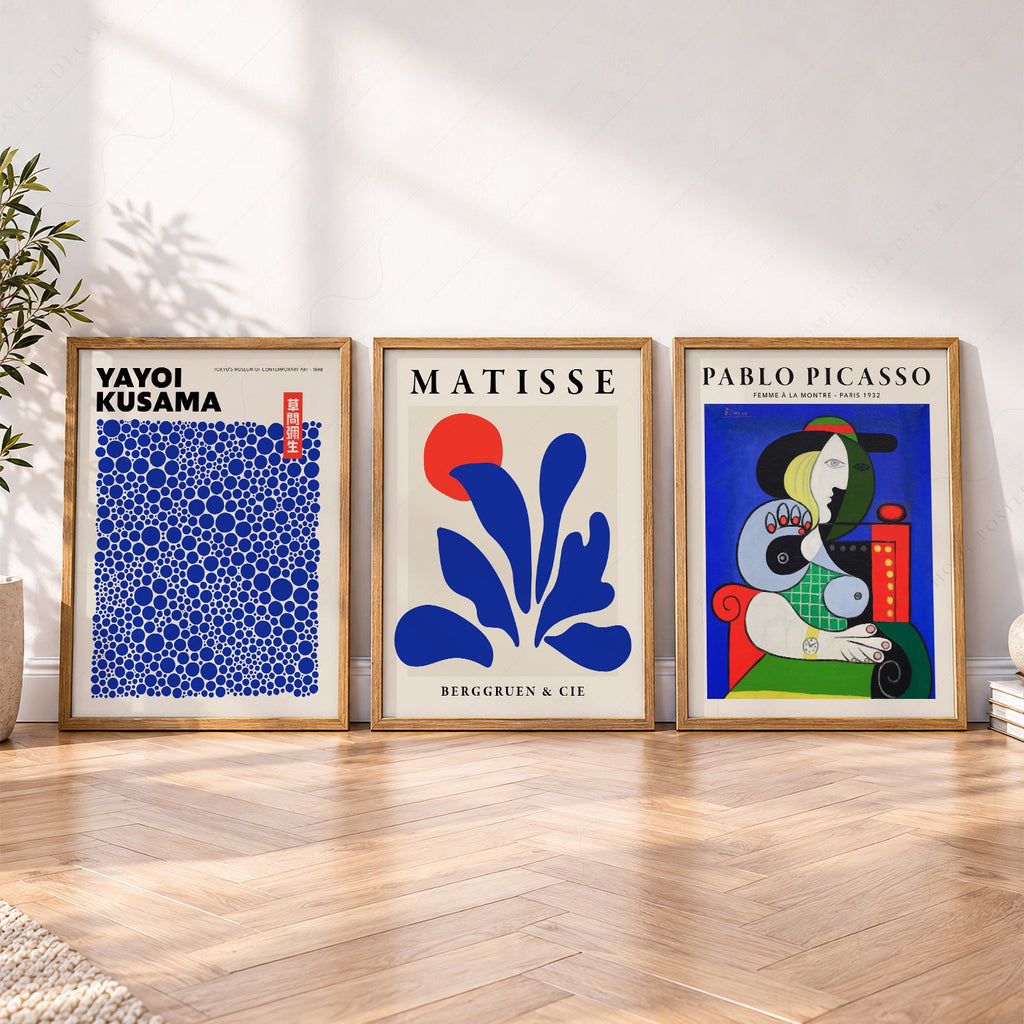 Henri Matisse, Yayoi Kusama, Pablo Picasso Set of 3 Art Prints – Modern Gallery Wall Posters