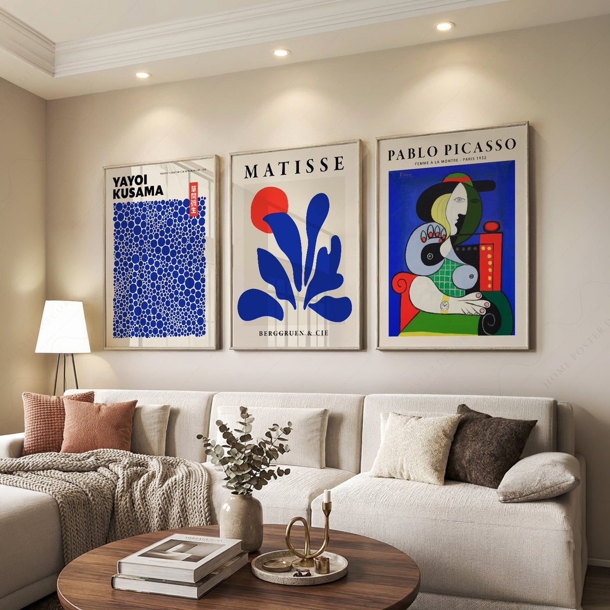 Henri Matisse, Yayoi Kusama, Pablo Picasso Set of 3 Art Prints – Modern Gallery Wall Posters