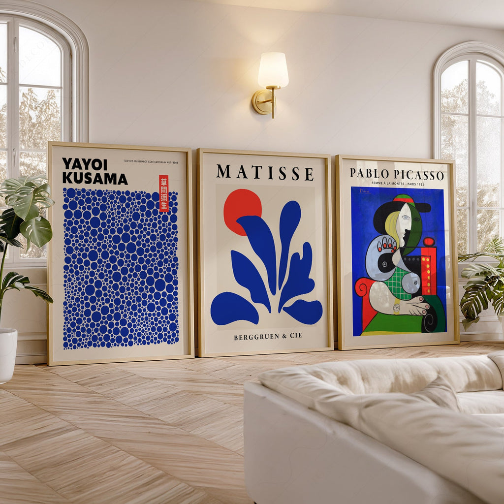 Henri Matisse, Yayoi Kusama, Pablo Picasso Set of 3 Art Prints – Modern Gallery Wall Posters