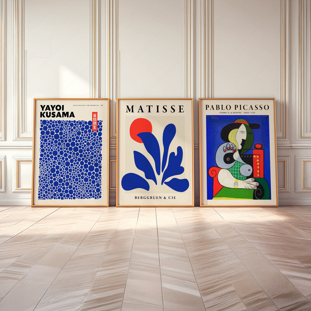 Henri Matisse, Yayoi Kusama, Pablo Picasso Set of 3 Art Prints – Modern Gallery Wall Posters