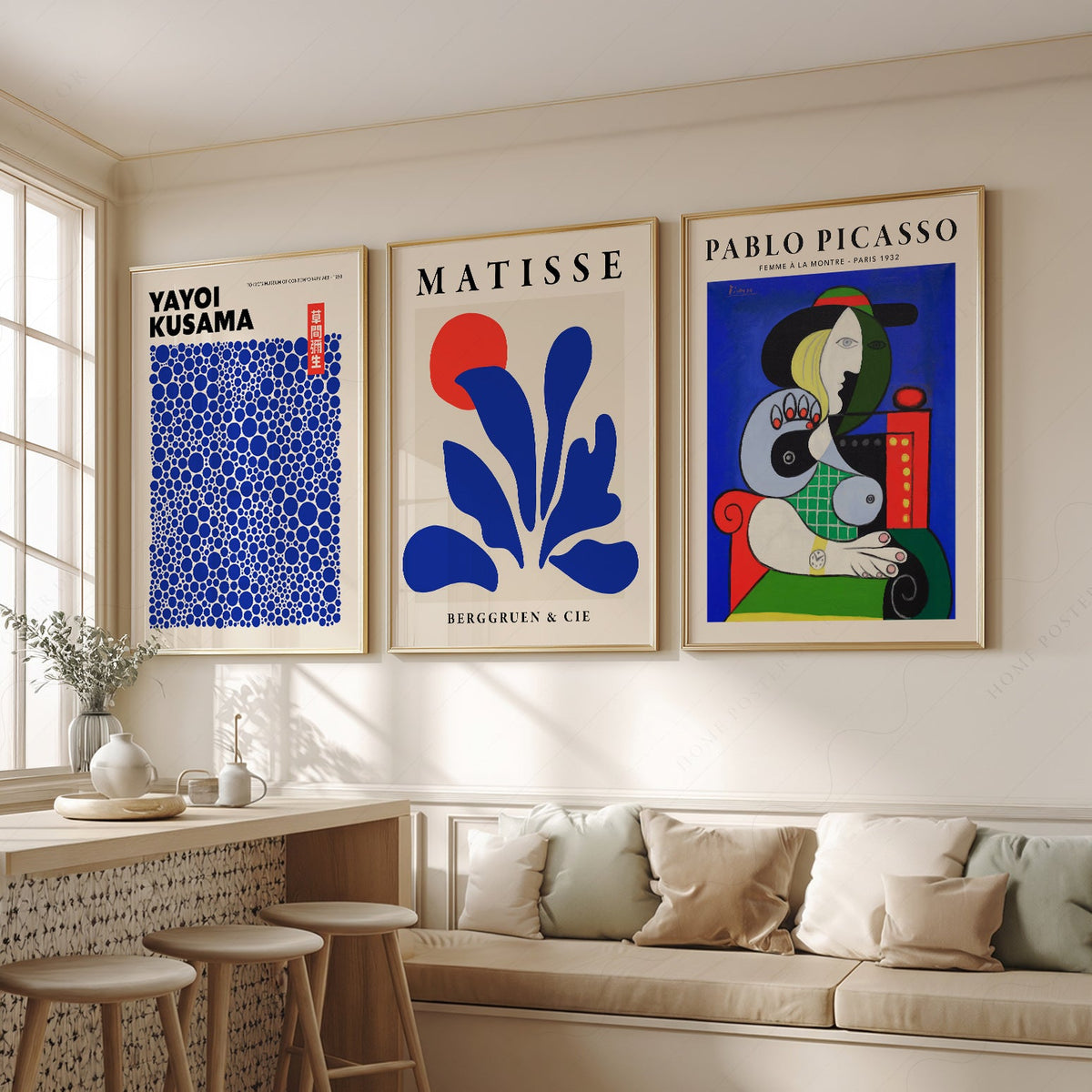 Henri Matisse, Yayoi Kusama, Pablo Picasso Set of 3 Art Prints – Modern Gallery Wall Posters