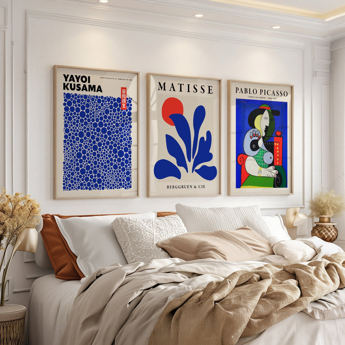 Henri Matisse, Yayoi Kusama, Pablo Picasso Set of 3 Art Prints – Modern Gallery Wall Posters