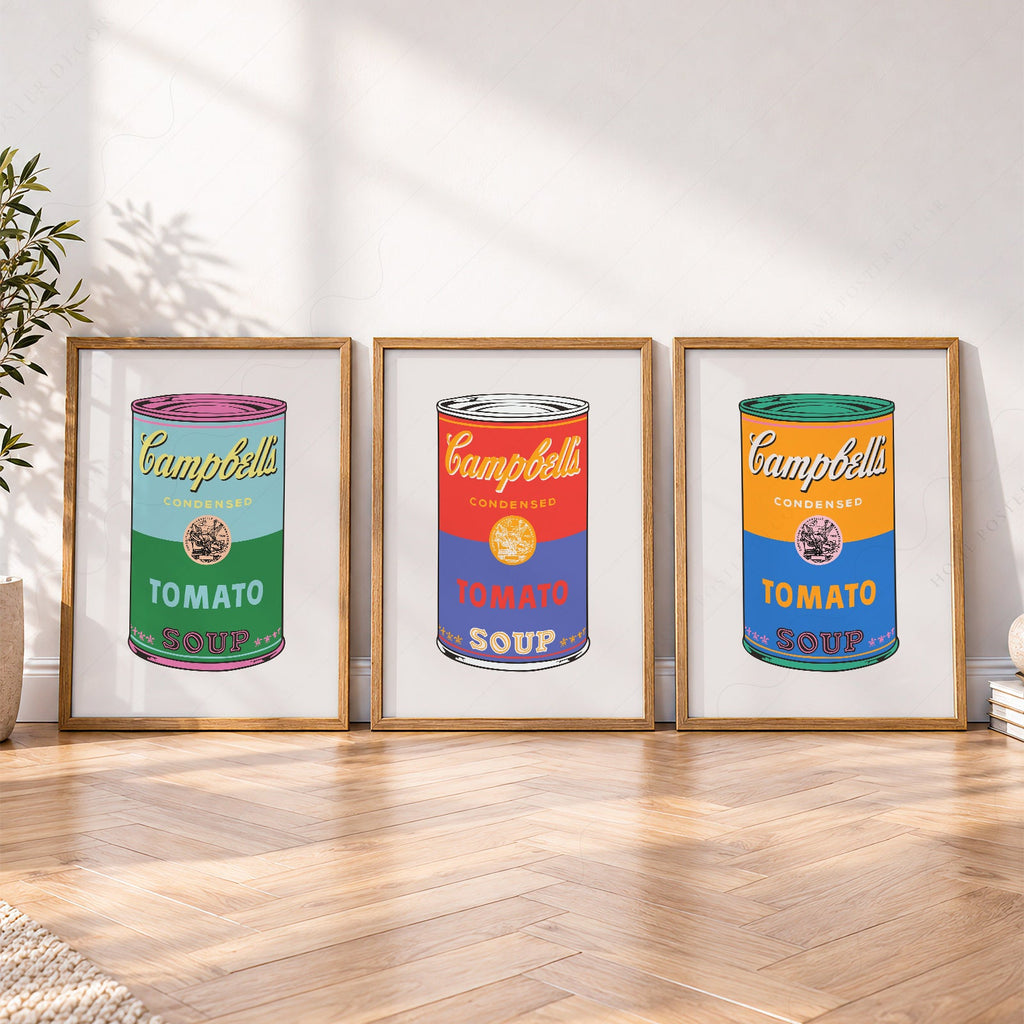Ensemble d'impressions Boîtes de soupe Campbell d'Andy Warhol – Décor mural pop art pour la cuisine