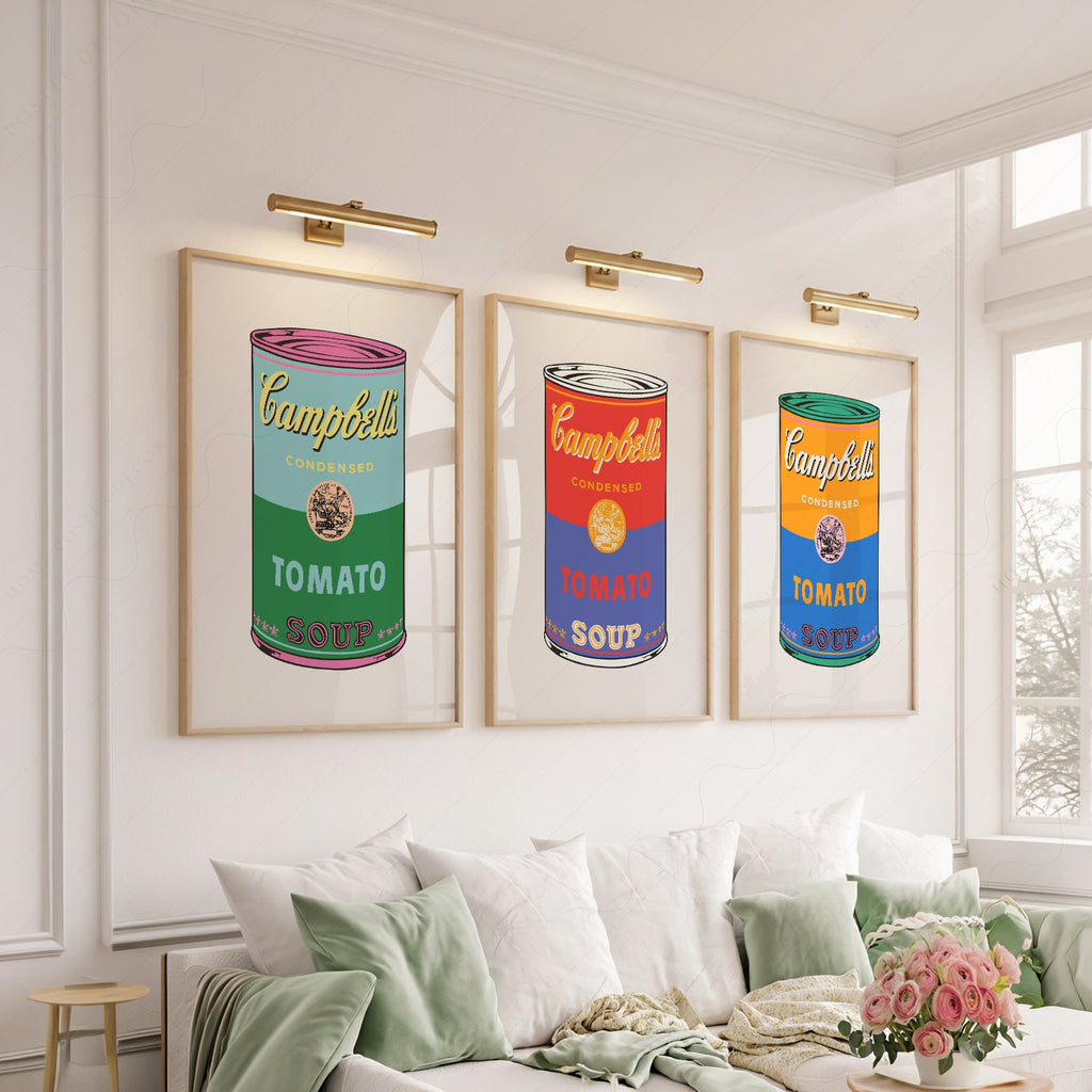 Ensemble d'impressions Boîtes de soupe Campbell d'Andy Warhol – Décor mural pop art pour la cuisine