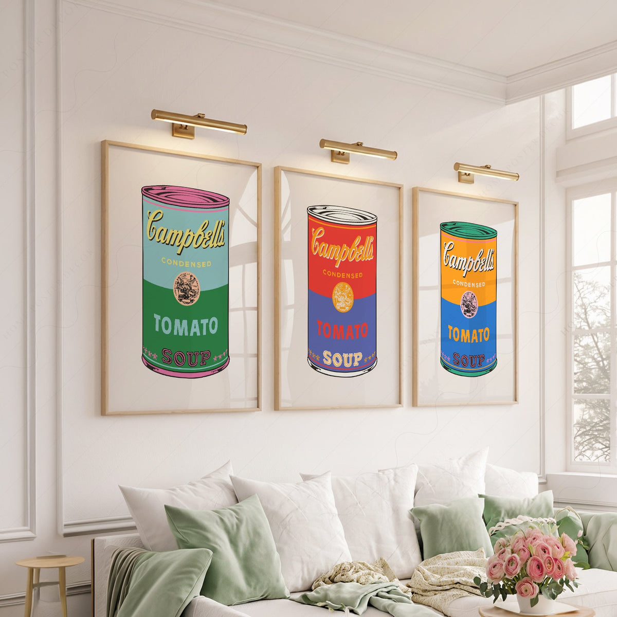 Ensemble d'impressions Boîtes de soupe Campbell d'Andy Warhol – Décor mural pop art pour la cuisine