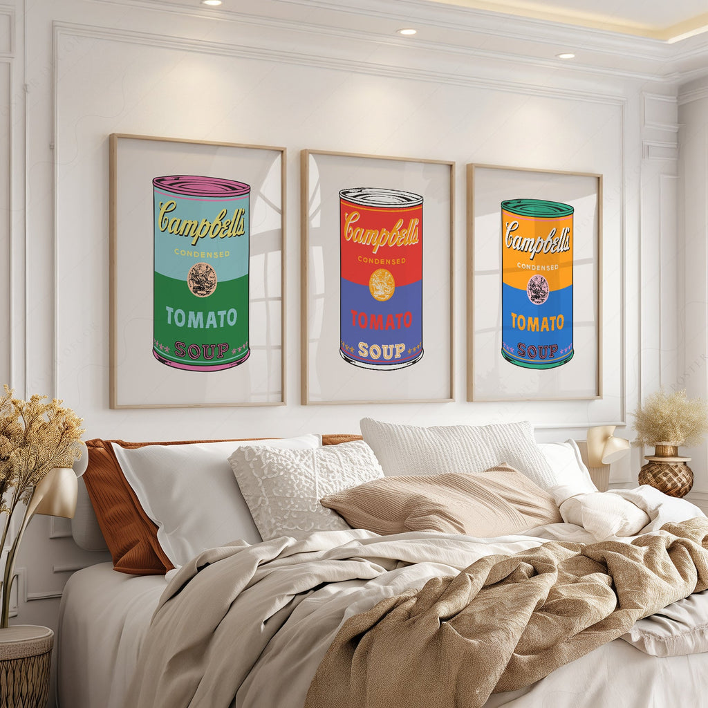 Ensemble d'impressions Boîtes de soupe Campbell d'Andy Warhol – Décor mural pop art pour la cuisine