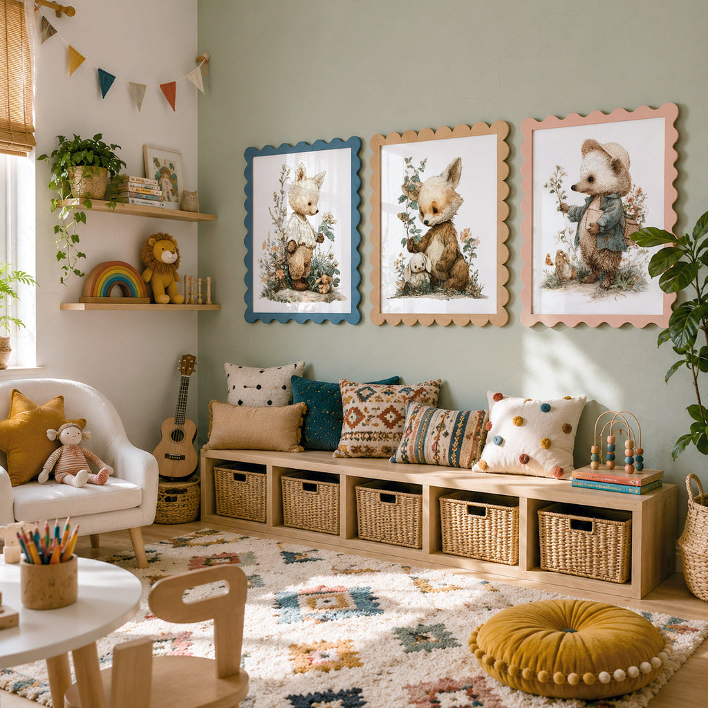 Woodland Nursery Art Set – Whimsical Forest Animals Storybook Prints