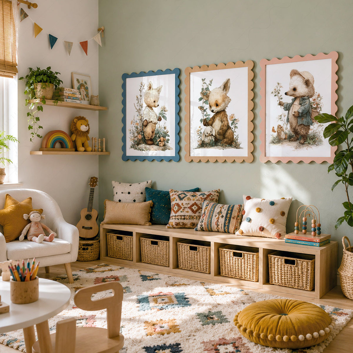 Woodland Nursery Art Set – Whimsical Forest Animals Storybook Prints