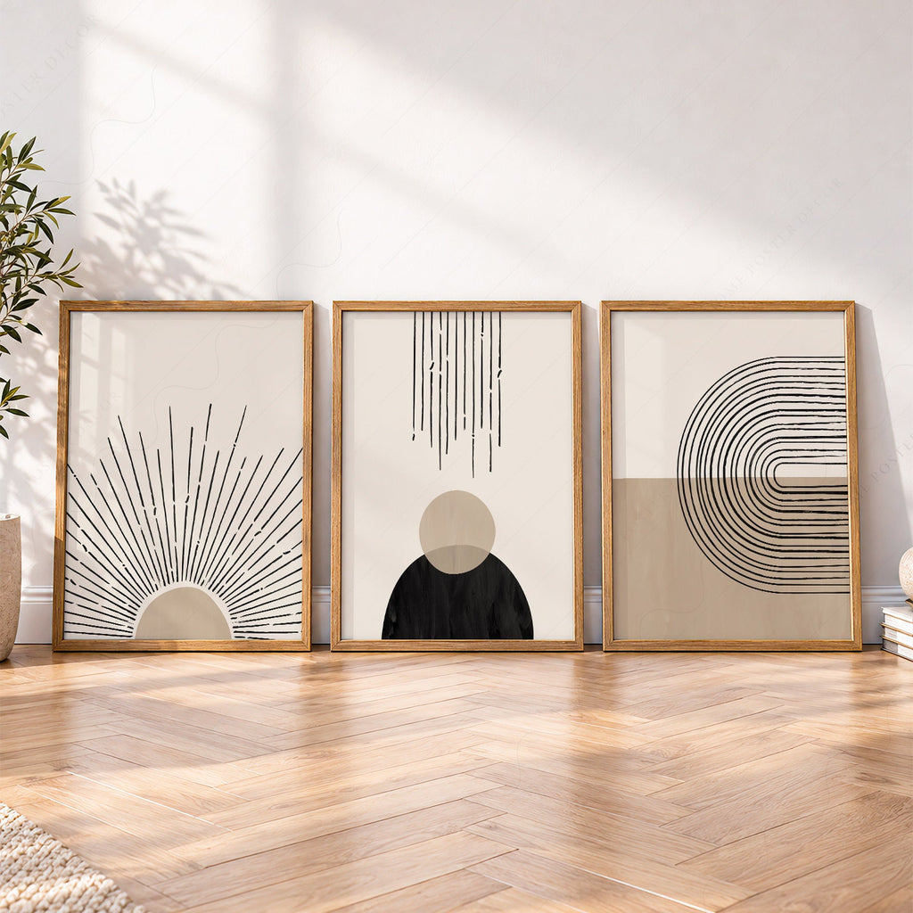 Ensemble de 3 pièces d'art mural moderne du milieu du siècle – Collection d'affiches bohèmes minimalistes